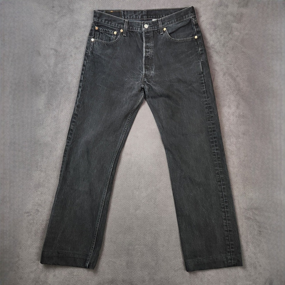 Vintage Levis 501 Jeans Mens W34 L36 Black Wash Denim Button Fly 100% Cotton Y2K